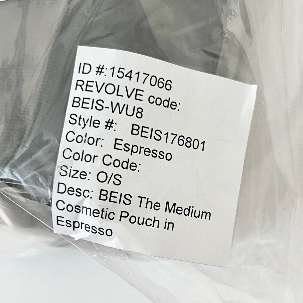 NWT BEIS Medium Cosmetic Zipper Pouch Espresso - Picture 4 of 4